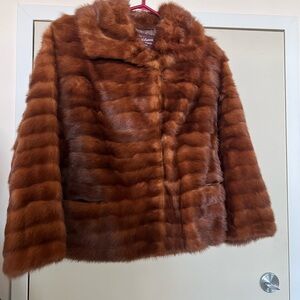 Women's vintage real Brown Fur Jacket